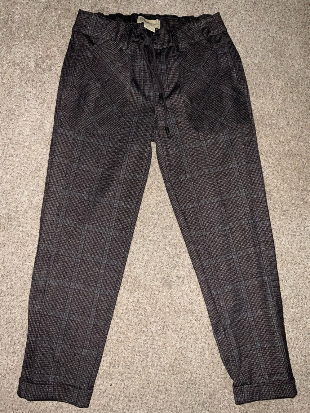 Democracy Plaid High Rise Drawstring Jogger Pants - Size S